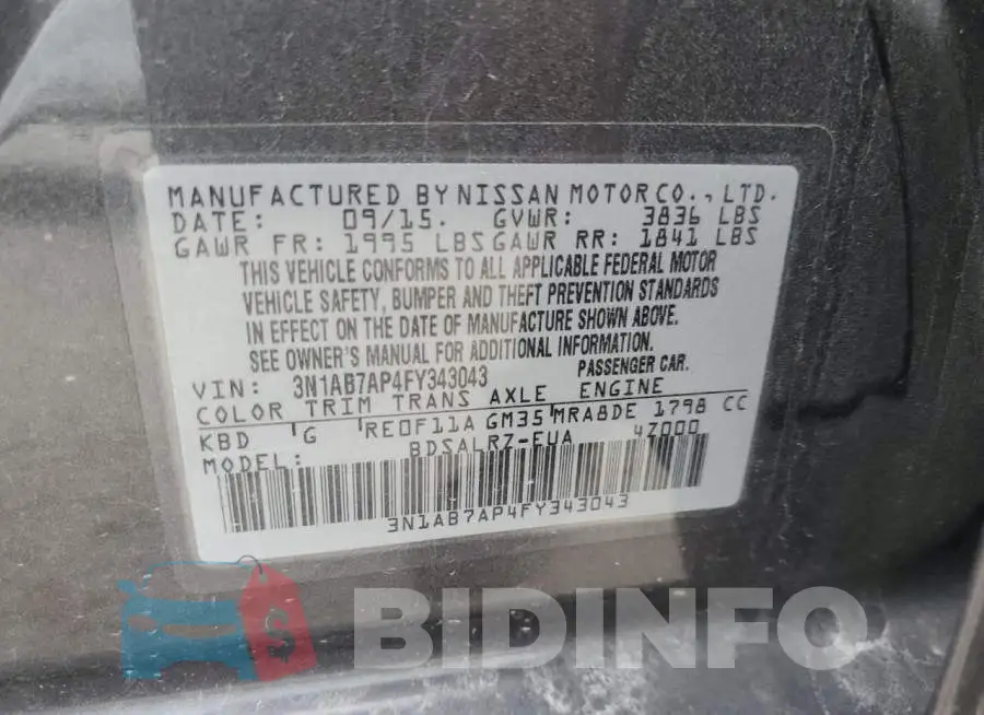 3N1AB7AP4FY343043 Photo# 13