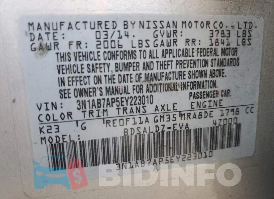 3N1AB7AP5EY223010 Photo# 13