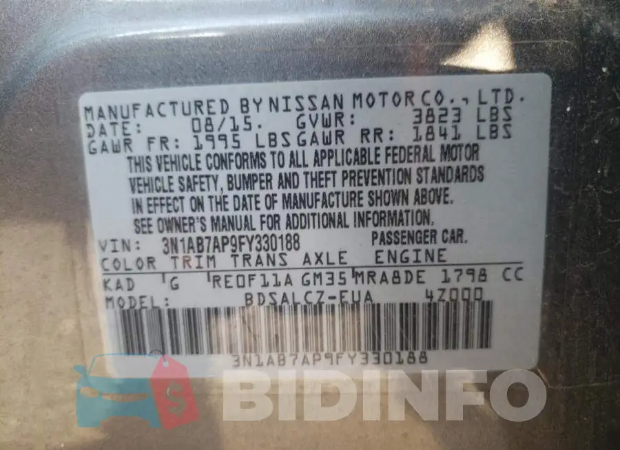 3N1AB7AP9FY330188 Photo# 13