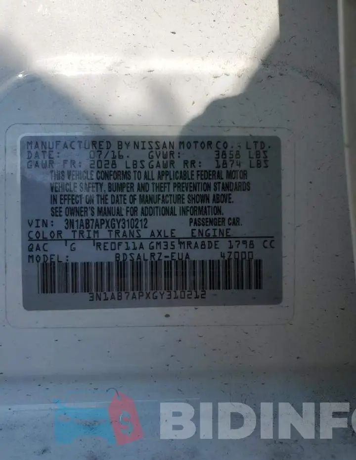 3N1AB7APXGY310212 Photo# 12