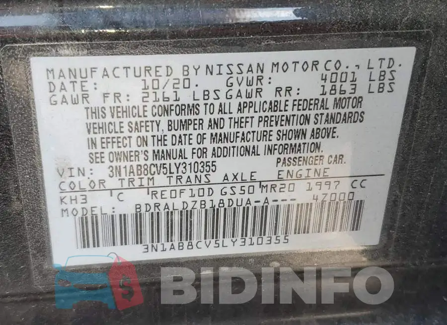3N1AB8CV5LY310355 Photo# 13