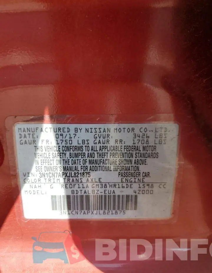 3N1CN7APXJL821875 Photo# 12