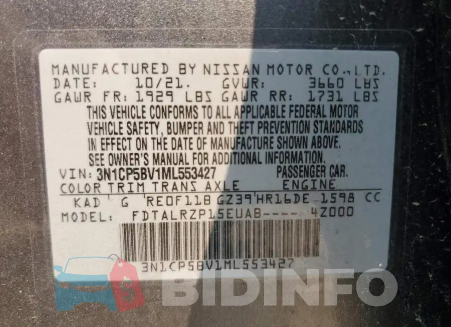 3N1CP5BV1ML553427 Photo# 14