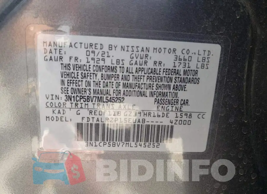 3N1CP5BV7ML545252 Photo# 13