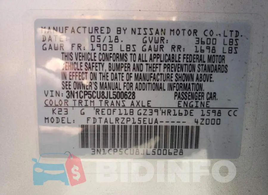 3N1CP5CU8JL500628 Photo# 12