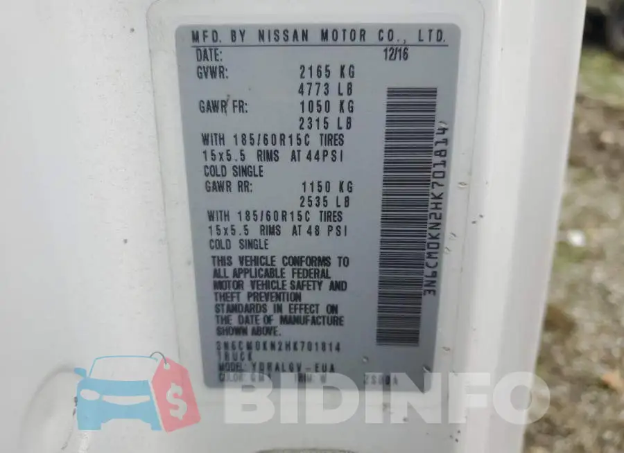 3N6CM0KN2HK701814 Photo# 13