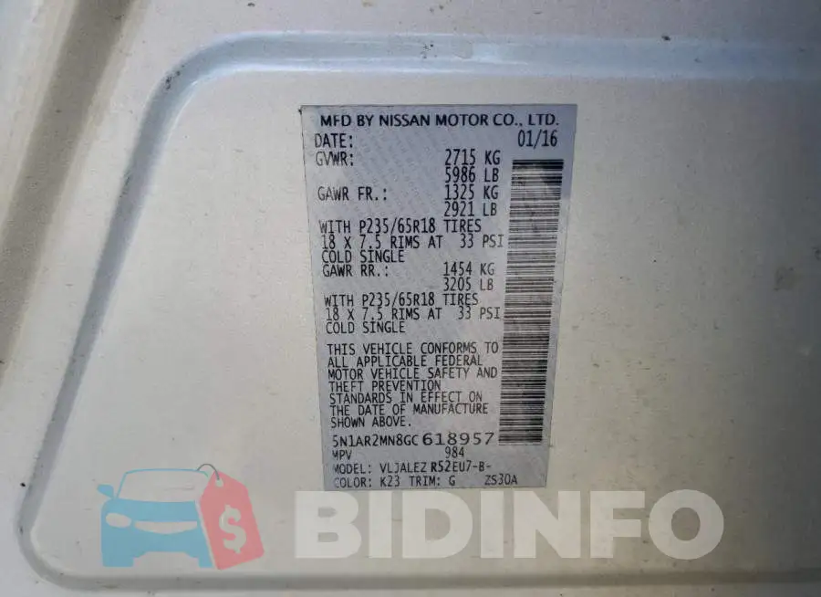 5N1AR2MN8GC618957 Photo# 12