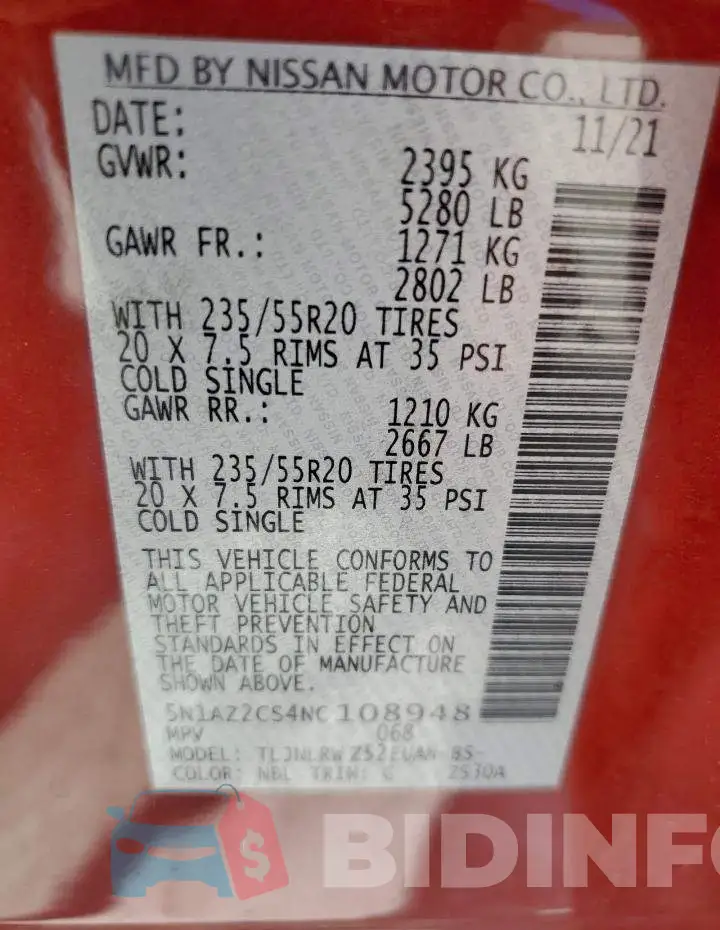 5N1AZ2CS4NC108948 Photo# 14