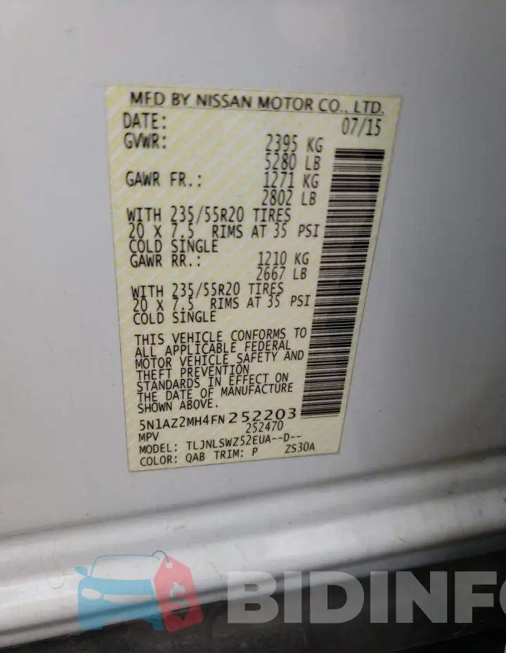 5N1AZ2MH4FN252203 Photo# 13