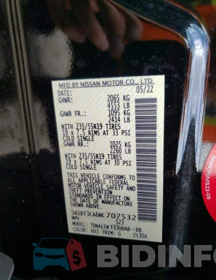 5N1BT3CA6NC707532 Photo# 13