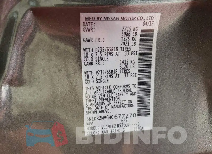5N1DR2MM6HC677270 Photo# 13