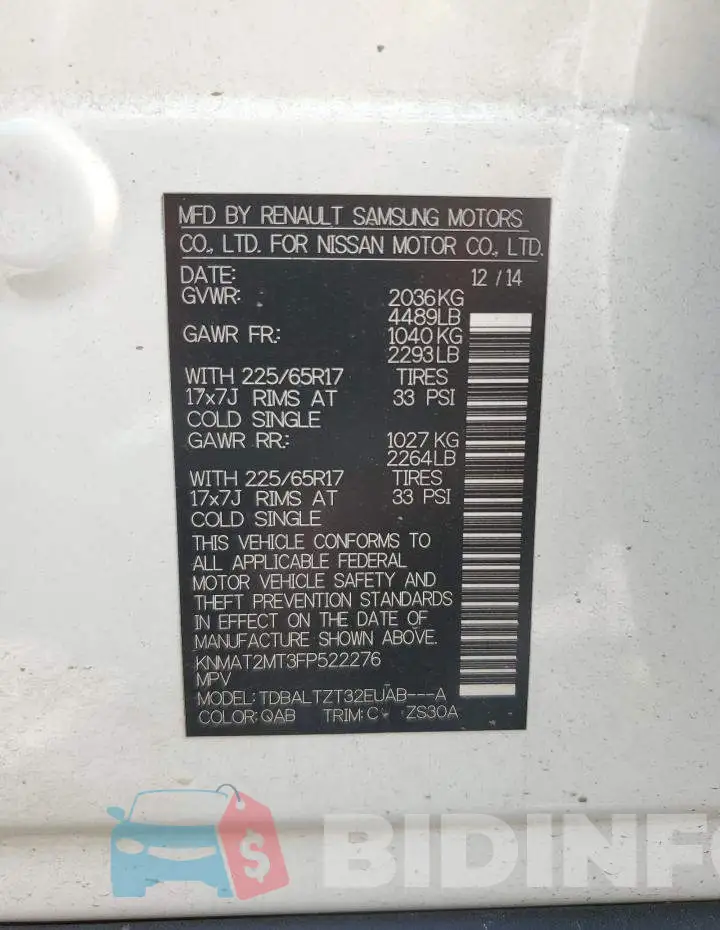 KNMAT2MT3FP522276 Photo# 13