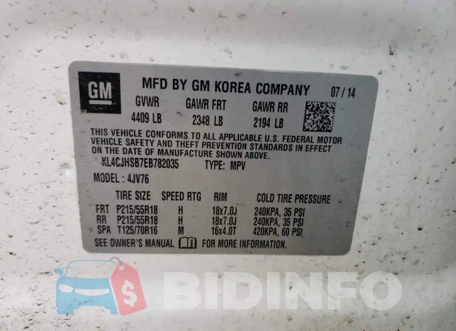 KL4CJHSB7EB782035 Photo# 12