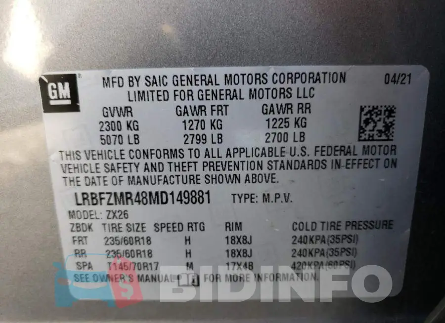 LRBFZMR48MD149881 Photo# 12
