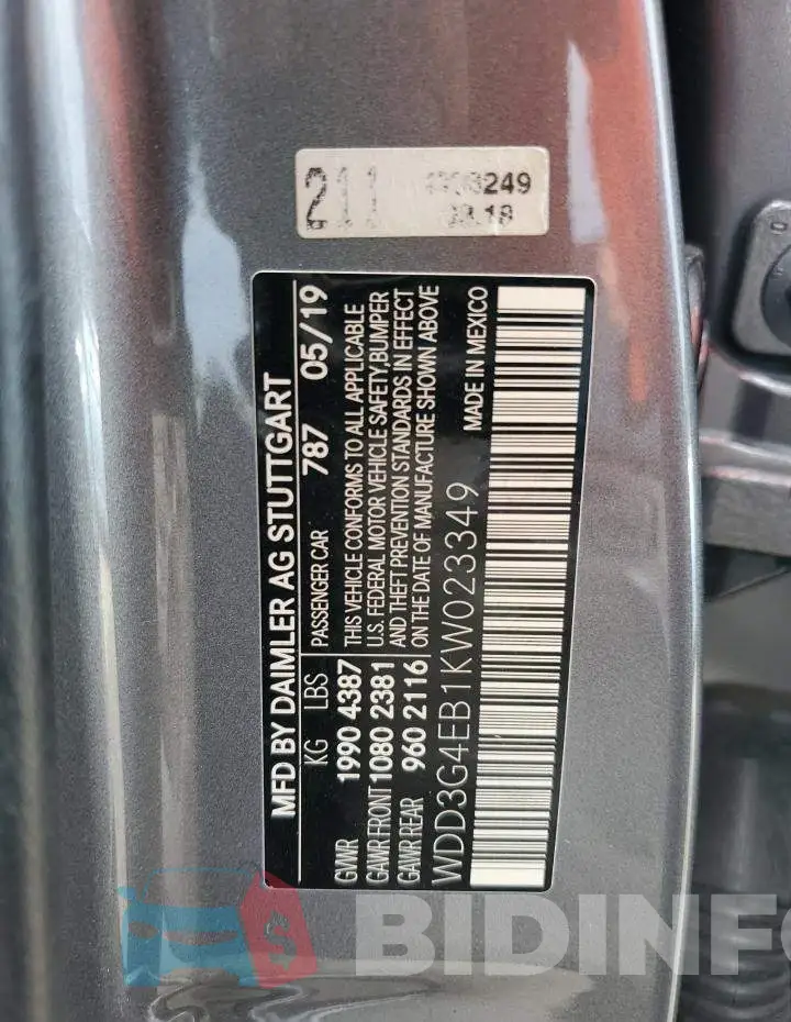 WDD3G4EB1KW023349 Photo# 13