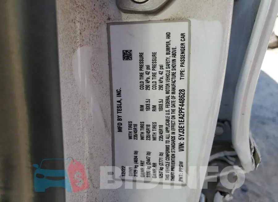 5YJ3E1EA2PF448628 Photo# 12