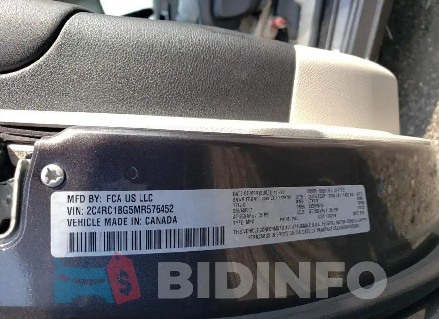 2C4RC1BG5MR576452 Photo# 13