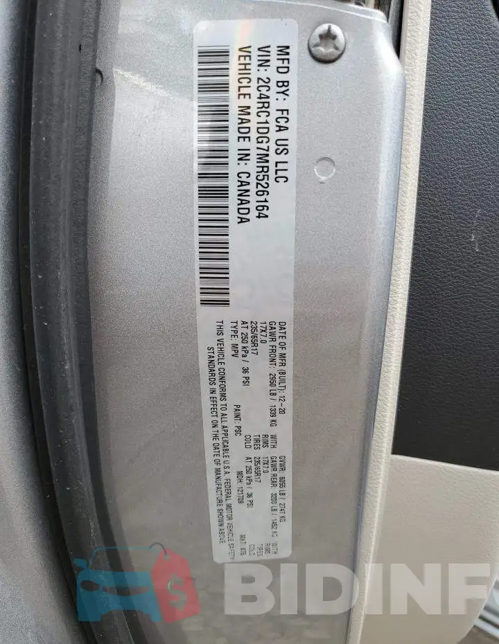 2C4RC1DG7MR526164 Photo# 14