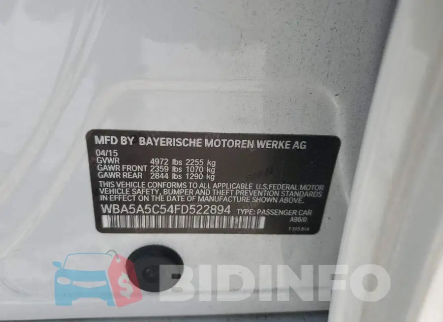 WBA5A5C54FD522894 Photo# 13