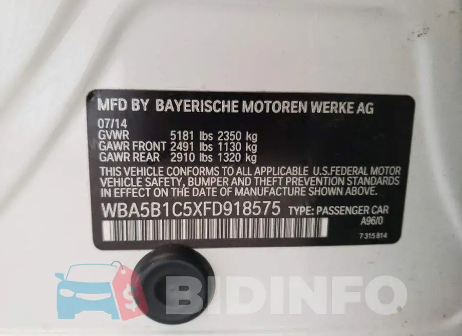 WBA5B1C5XFD918575 Photo# 12