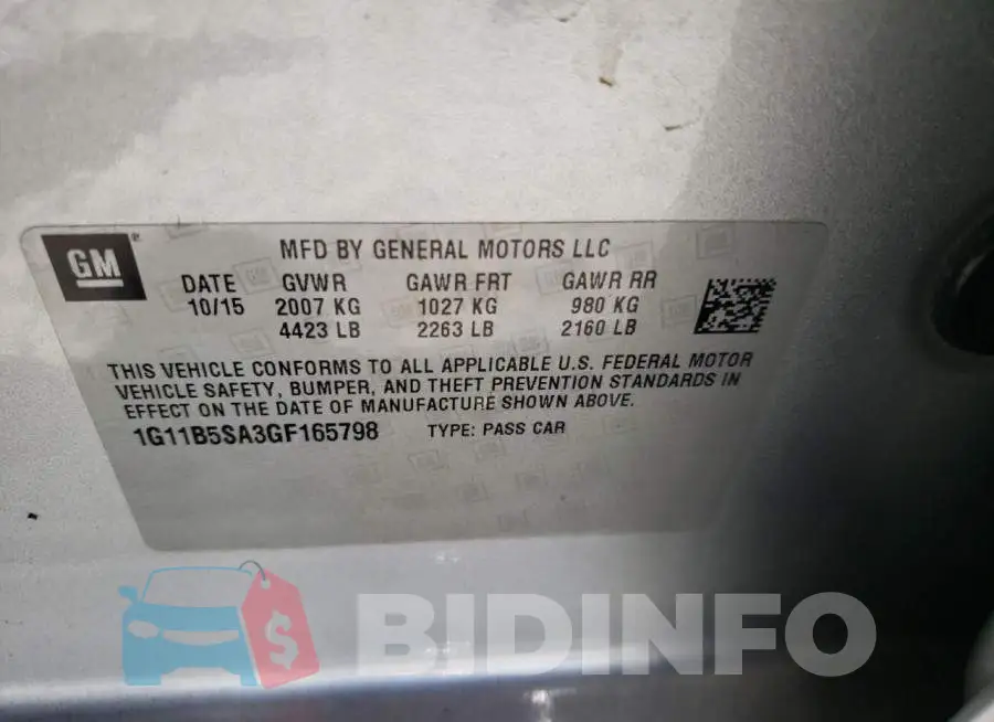 1G11B5SA3GF165798 Photo# 12
