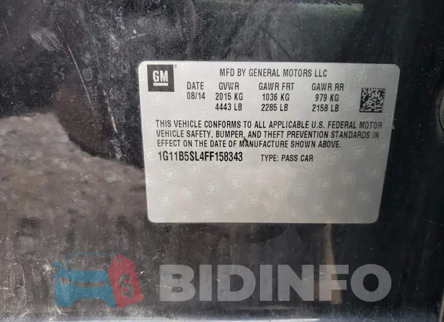 1G11B5SL4FF158343 Photo# 12