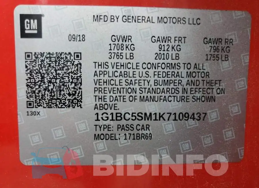 1G1BC5SM1K7109437 Photo# 13