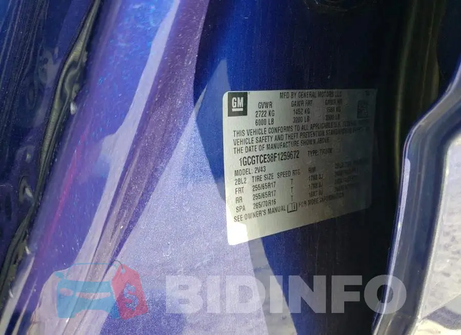 1GCGTCE38F1259672 Photo# 13