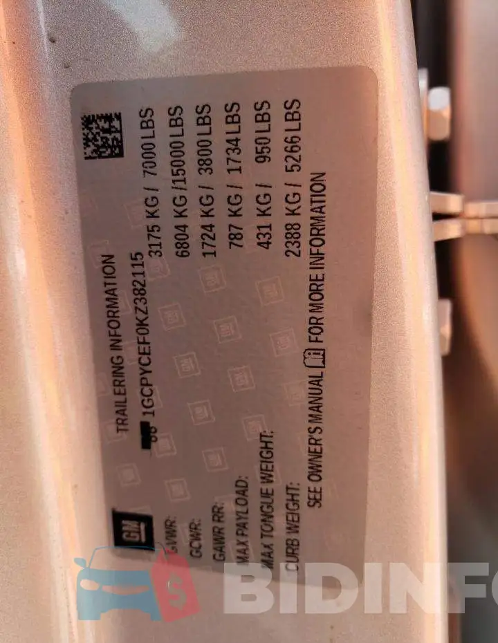 1GCPYCEF0KZ382115 Photo# 12