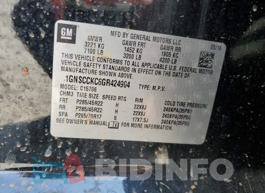 1GNSCCKC6GR424904 Photo# 13