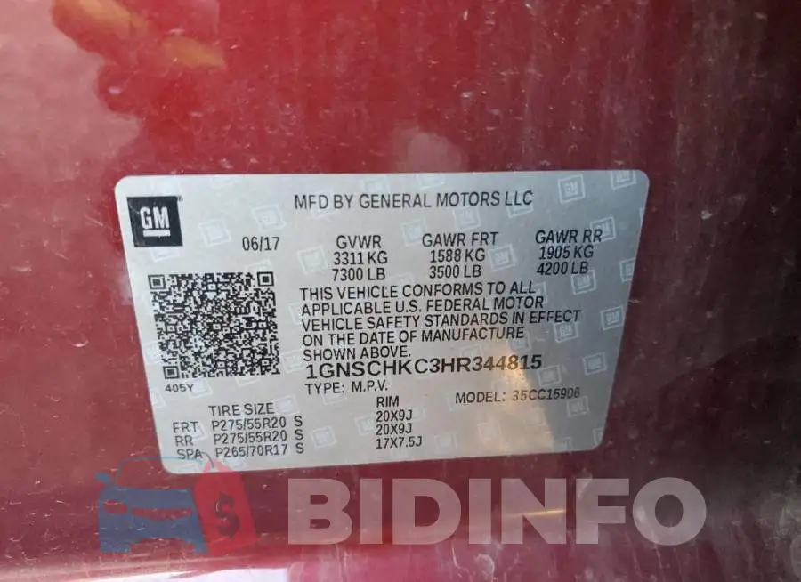 1GNSCHKC3HR344815 Photo# 14