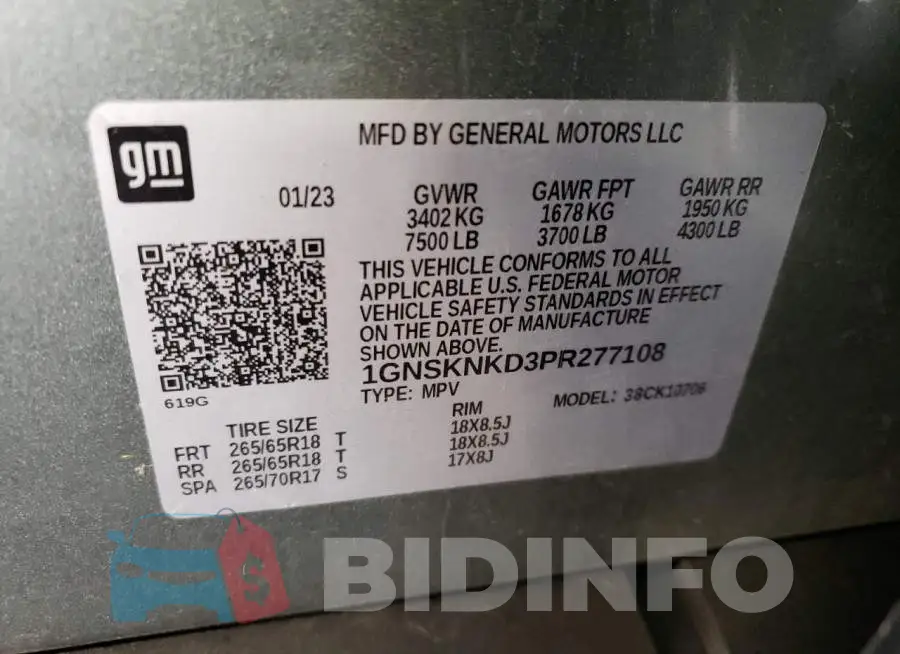 1GNSKNKD3PR277108 Photo# 13