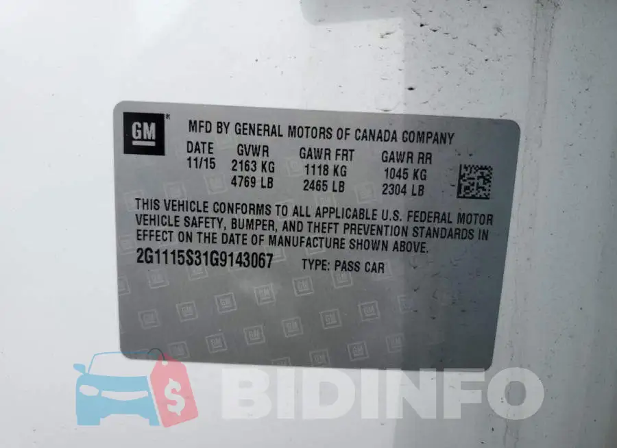 2G1115S31G9143067 Photo# 12