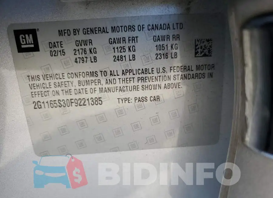 2G1165S30F9221385 Photo# 12