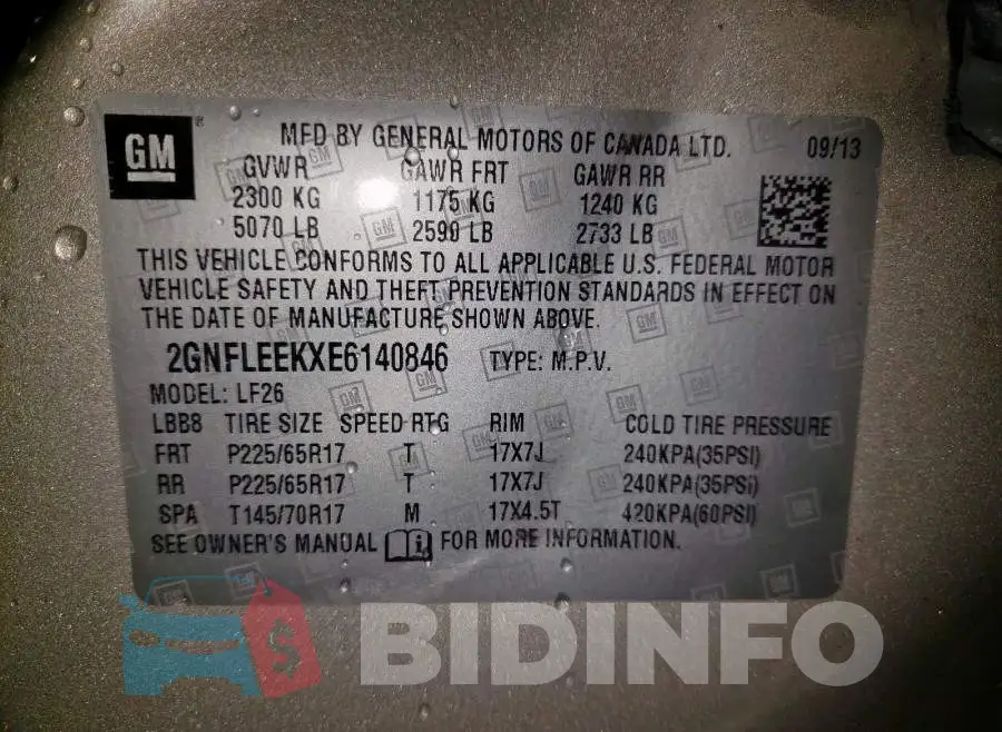 2GNFLEEKXE6140846 Photo# 10