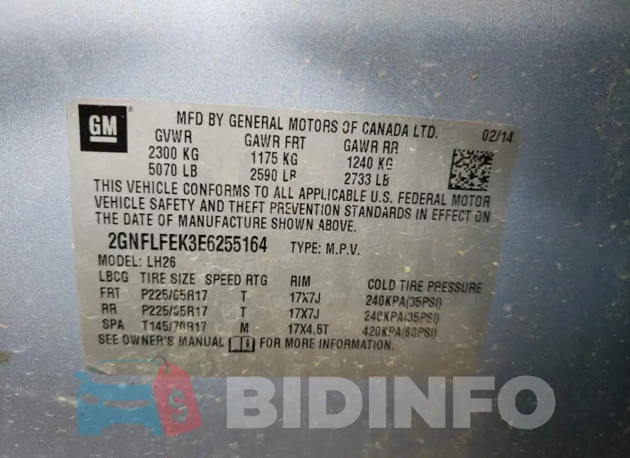 2GNFLFEK3E6255164 Photo# 12