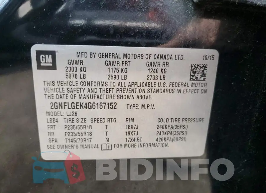 2GNFLGEK4G6167152 Photo# 13