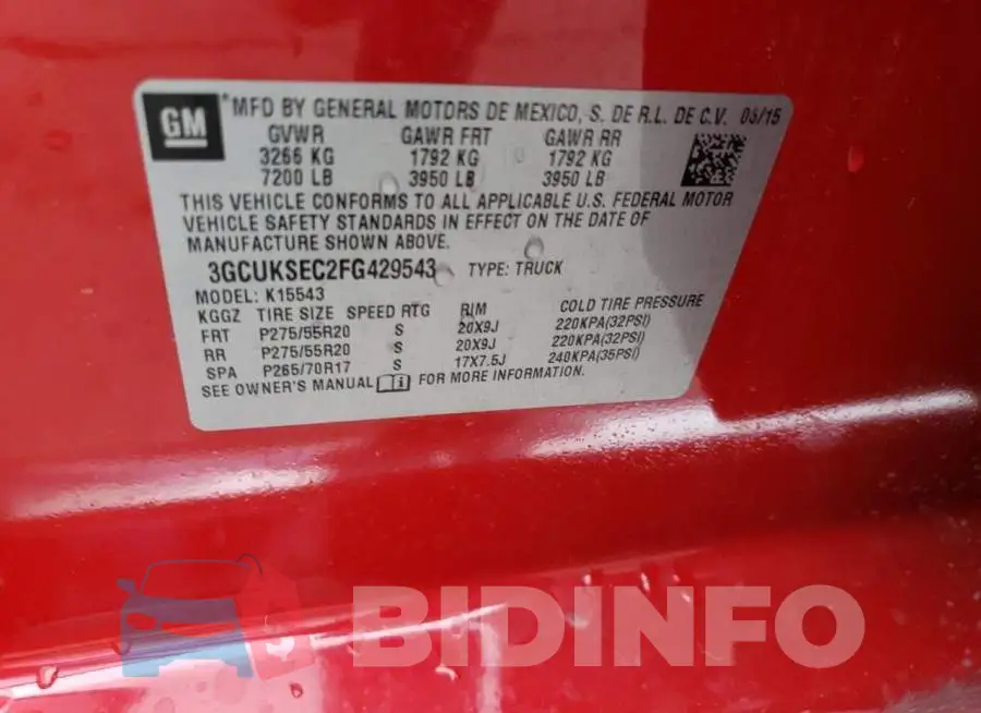 3GCUKSEC2FG429543 Photo# 12