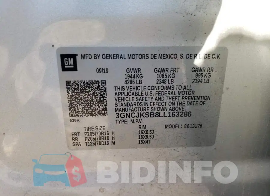 3GNCJKSB8LL163286 Photo# 13