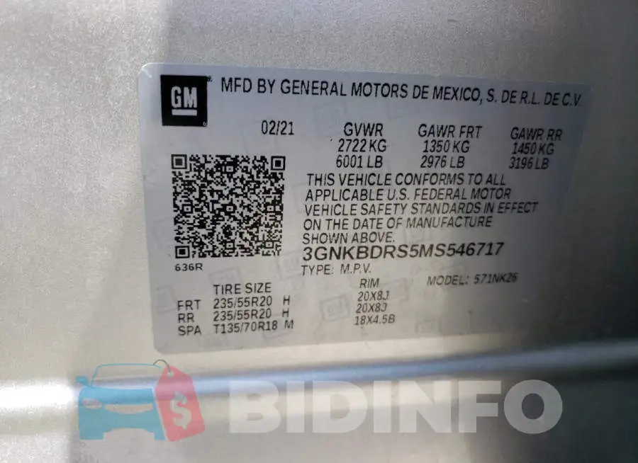 3GNKBDRS5MS546717 Photo# 13
