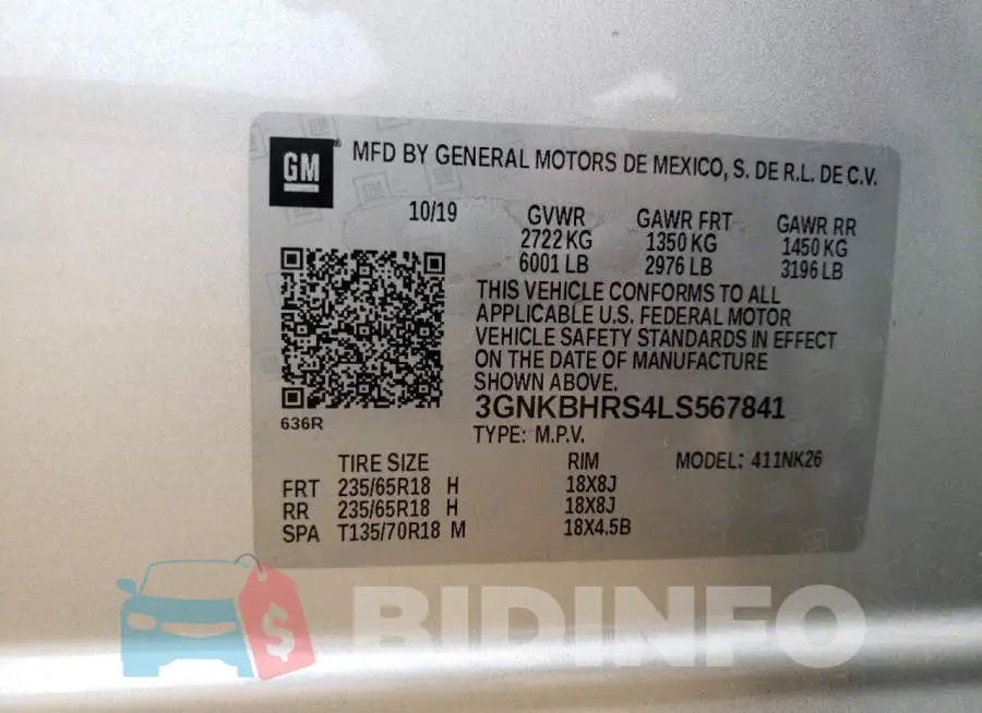 3GNKBHRS4LS567841 Photo# 12