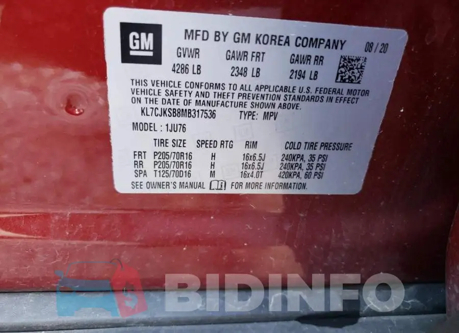 KL7CJKSB8MB317536 Photo# 14