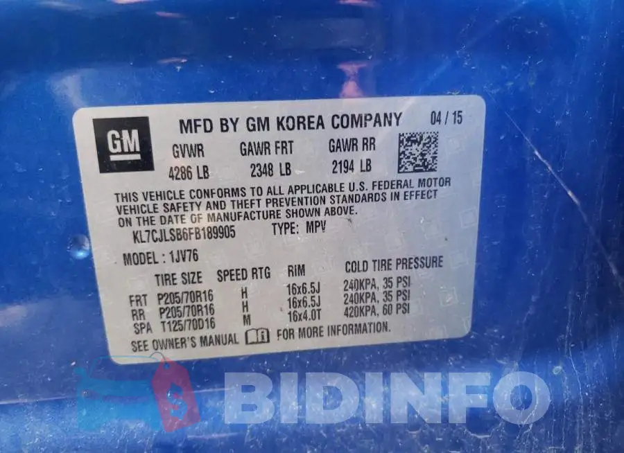 KL7CJLSB6FB189905 Photo# 12