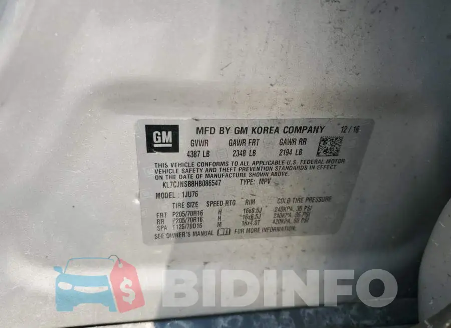 KL7CJNSB8HB086547 Photo# 12