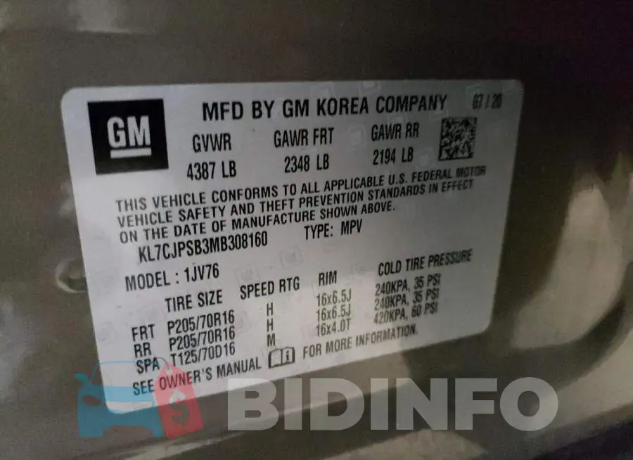KL7CJPSB3MB308160 Photo# 14