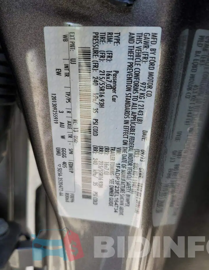 1FADP3F23EL164734 Photo# 12