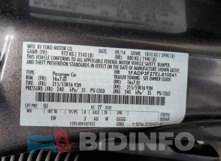 1FADP3F27EL410541 Photo# 12