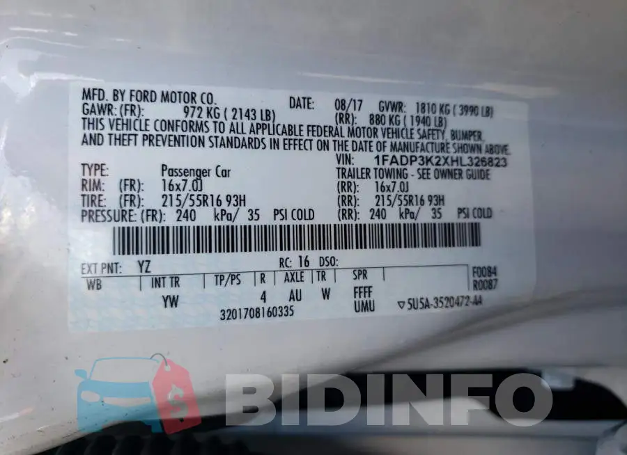 1FADP3K2XHL326823 Photo# 13
