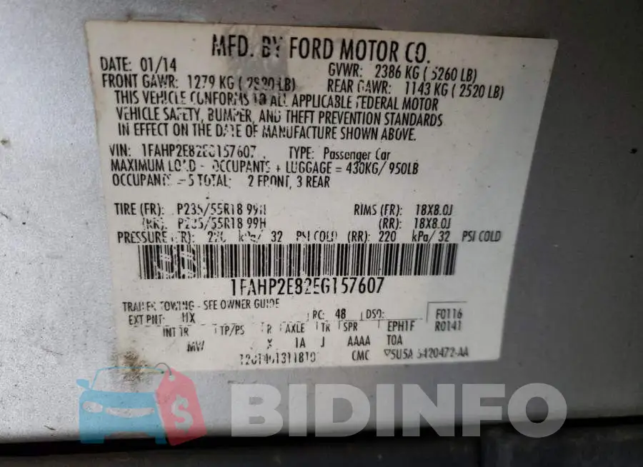 1FAHP2E82EG157607 Photo# 12