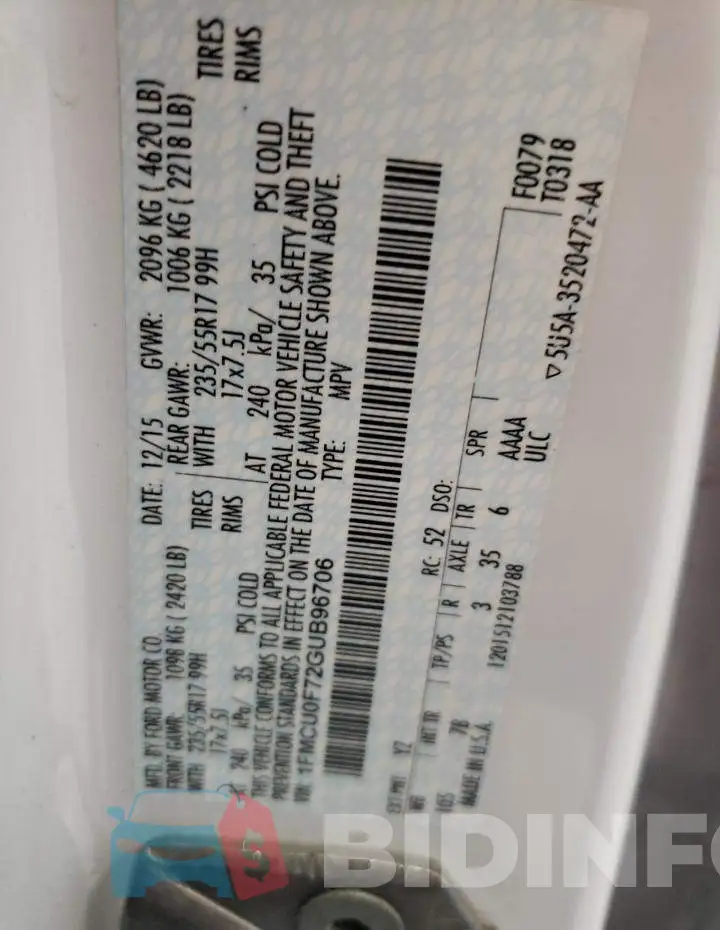 1FMCU0F72GUB96706 Photo# 13